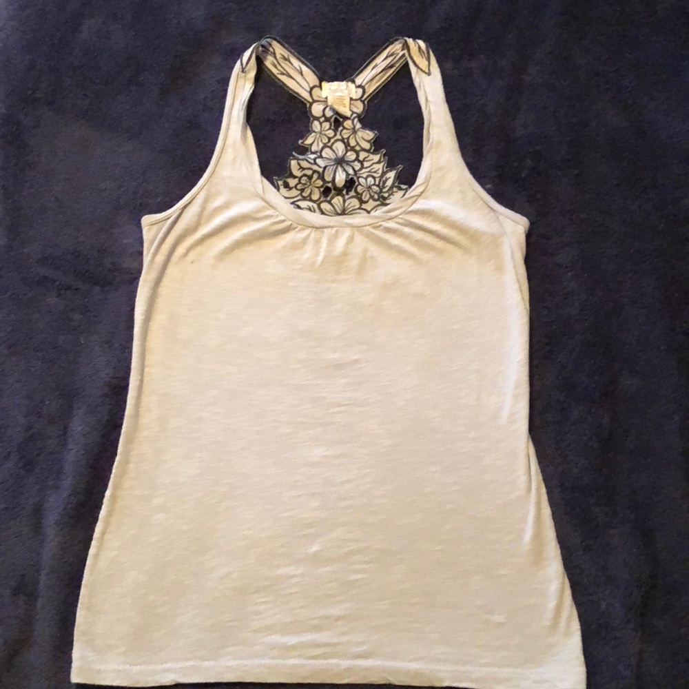 Super Cute Floral Racerback Tank  Gray and Black
